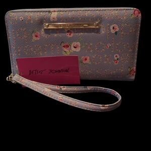 Betsey Johnson Blue Floral Wristlet